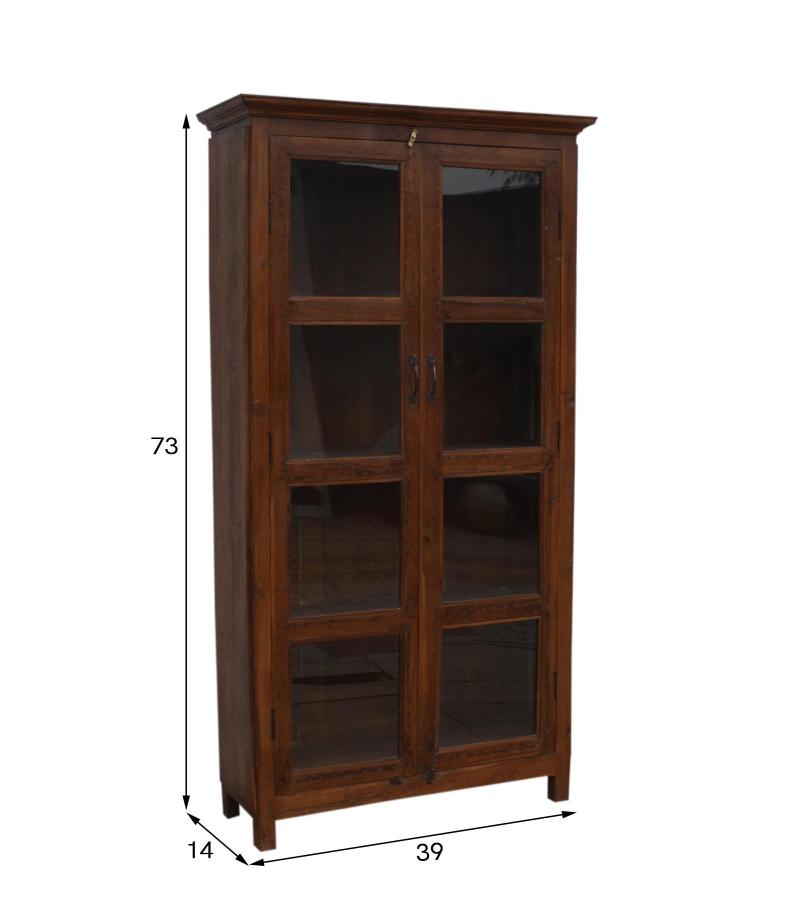RECLAIMED TEAK WOOD & GLASS CABINET