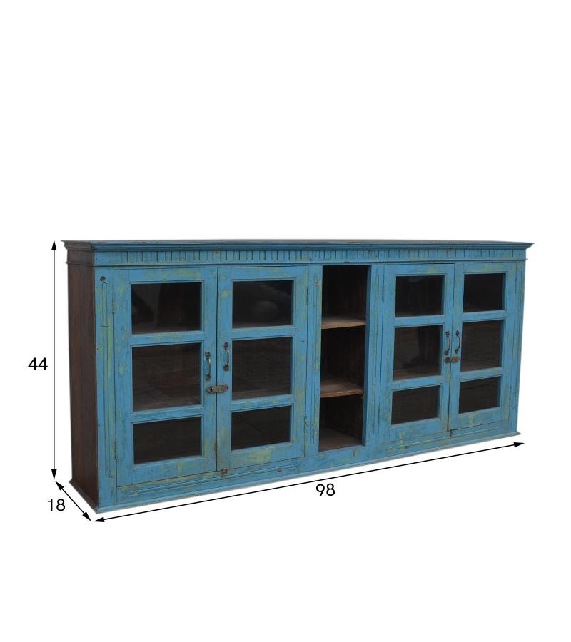 SOLID RECLAIMED WOOD & GLASS SIDEBOARD