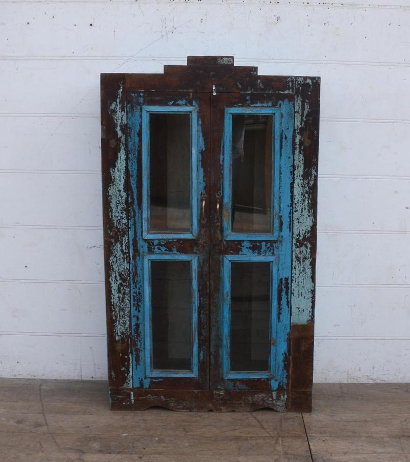 RECLAIMED TEAK WOOD & GLASS CABINET