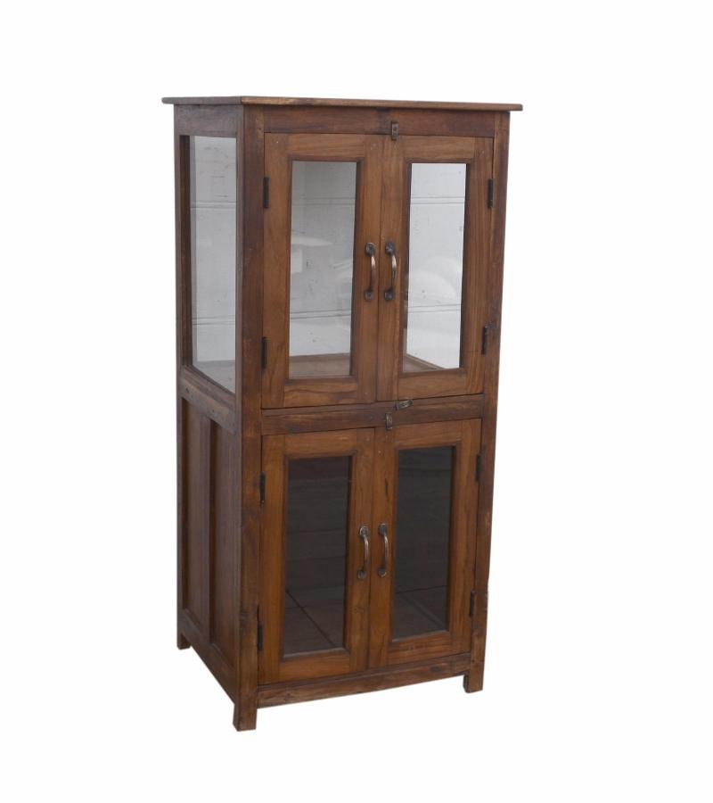 RECLAIMED TEAK & GLASS CABINET