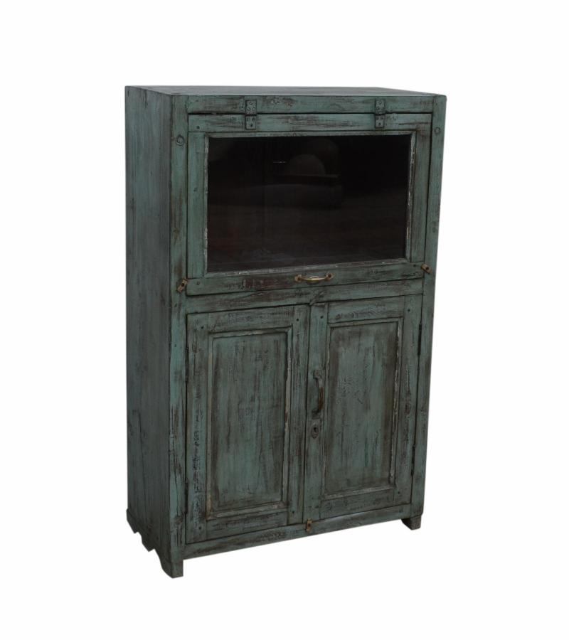 RECLAIMED TEAK & GLASS CABINET