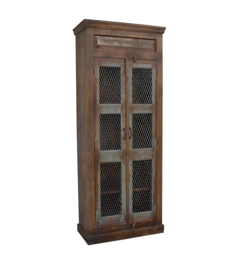 SOLID RECLAIMED TEAK WOOD & IRON STORAGE CABINET