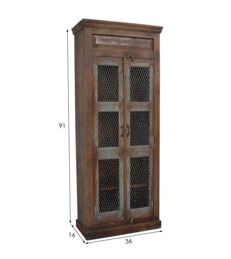 SOLID RECLAIMED TEAK WOOD & IRON STORAGE CABINET