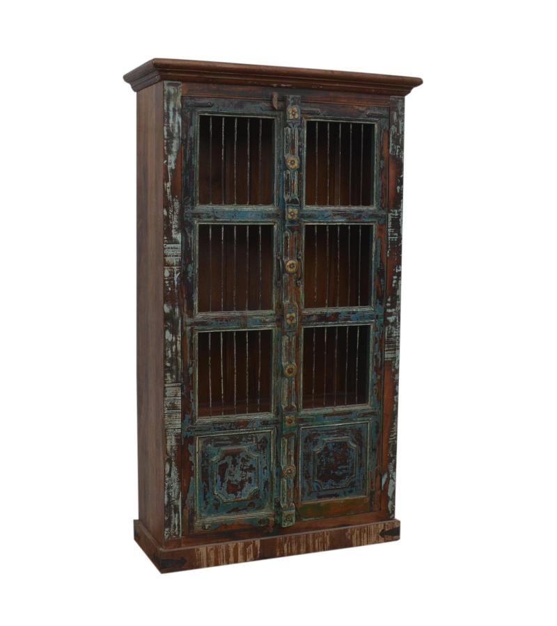 SOLID RECLAIMED TEAK WOOD & IRON STORAGE CABINET