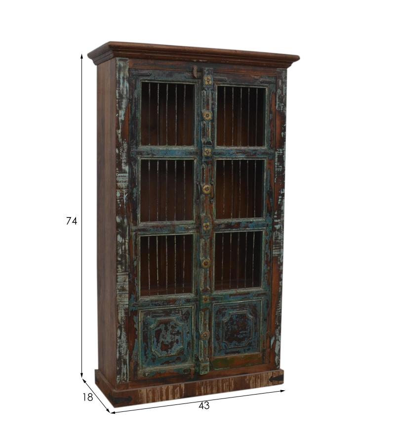 SOLID RECLAIMED TEAK WOOD & IRON STORAGE CABINET