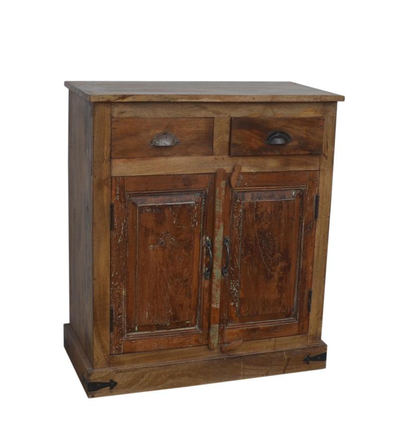 SOLID RECLAIMED TEAK WOOD CABINET SIDEBOARD W/ 2 DOORS & 2 DRAWERS
