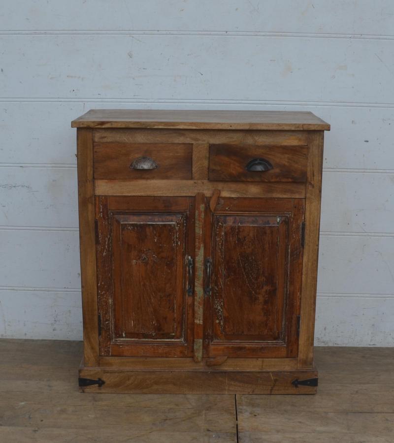 SOLID RECLAIMED TEAK WOOD CABINET SIDEBOARD W/ 2 DOORS & 2 DRAWERS