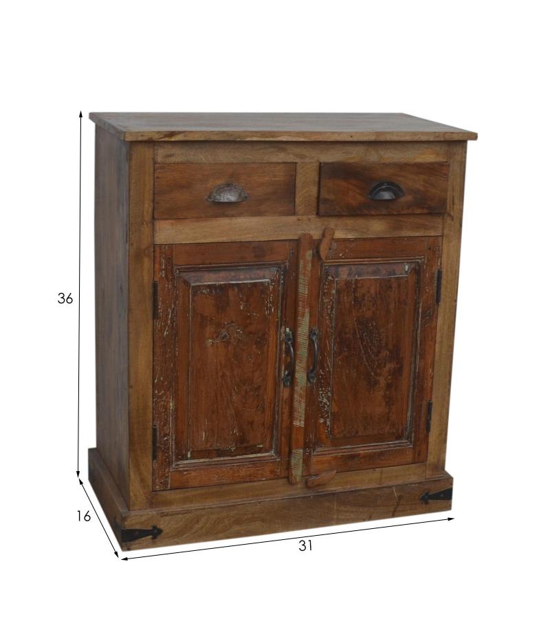 SOLID RECLAIMED TEAK WOOD CABINET SIDEBOARD W/ 2 DOORS & 2 DRAWERS