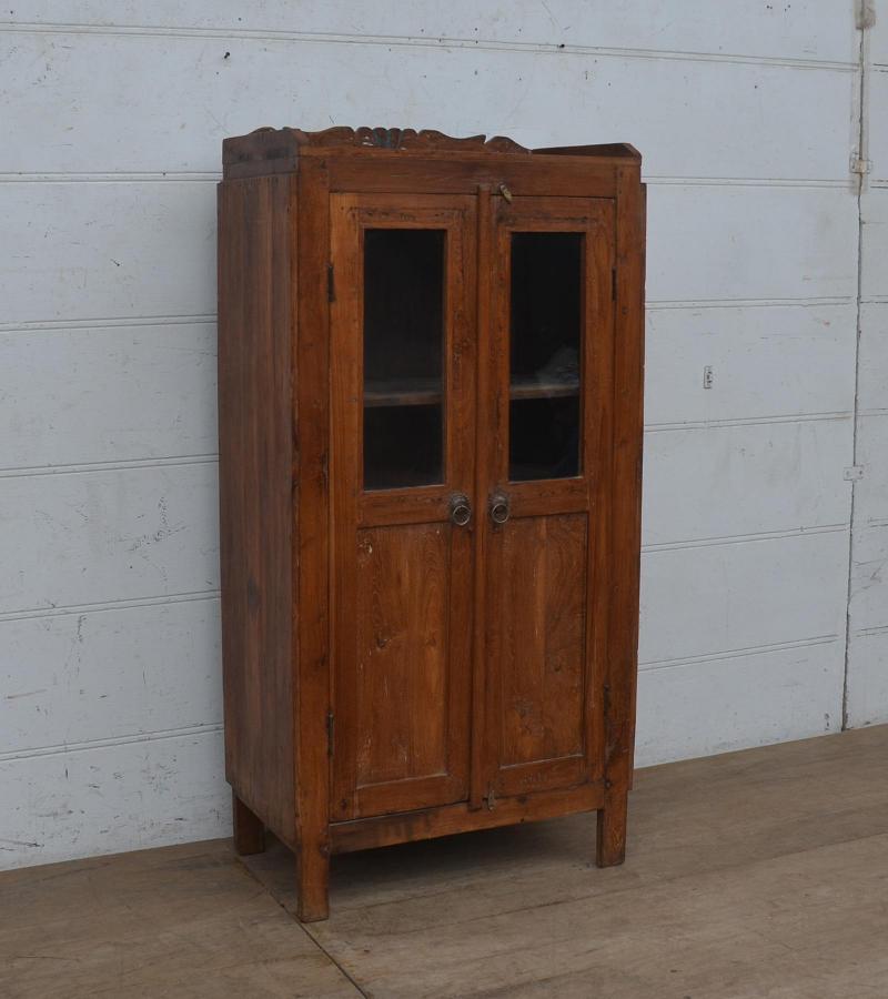 SOLID RECLAIMED TEAK WOOD & GLASS CABINET