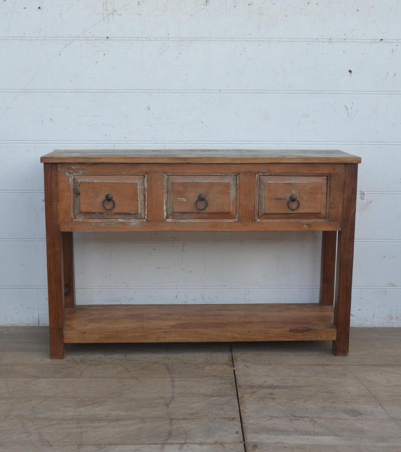 RECLAIMED TEAK CONSOLE TABLE WITH SHELF