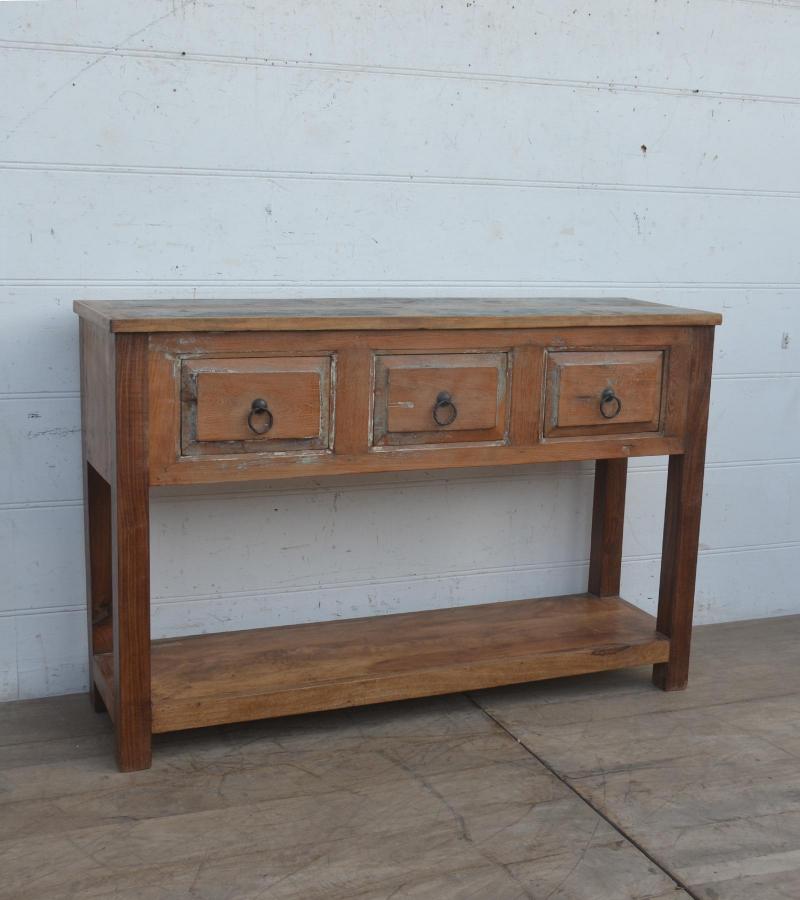RECLAIMED TEAK CONSOLE TABLE WITH SHELF