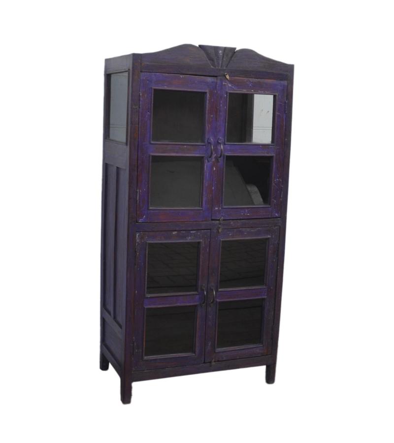 VINTAGE RECLAIMED TEAK & GLASS CABINET