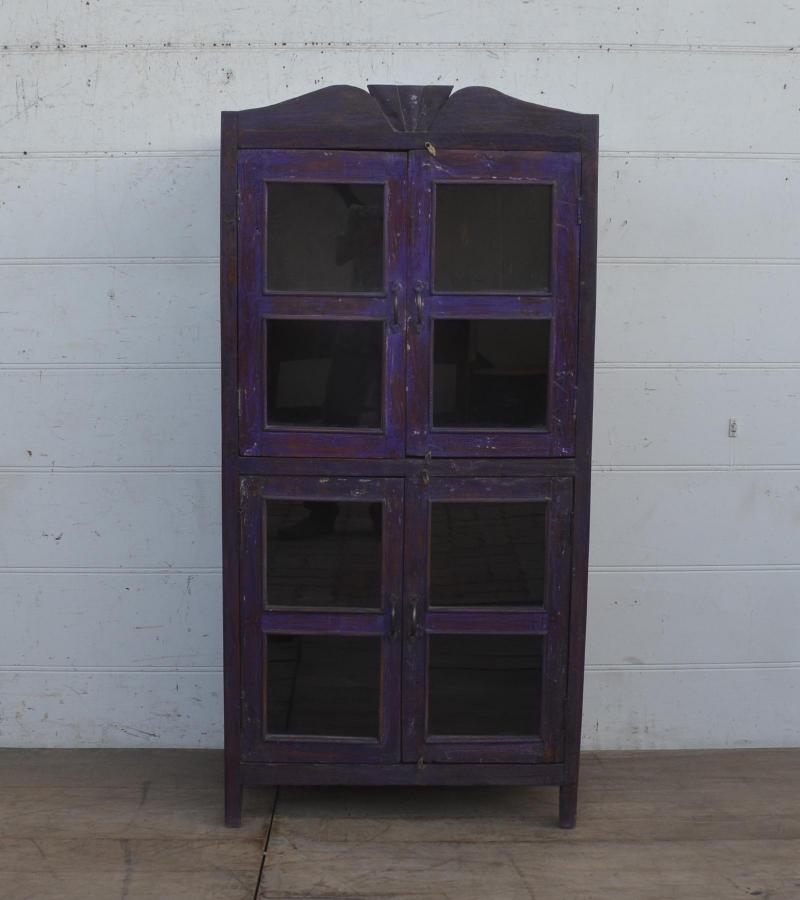 VINTAGE RECLAIMED TEAK & GLASS CABINET