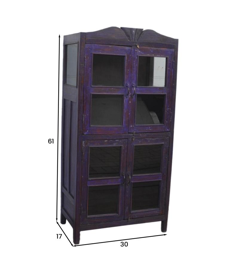 VINTAGE RECLAIMED TEAK & GLASS CABINET