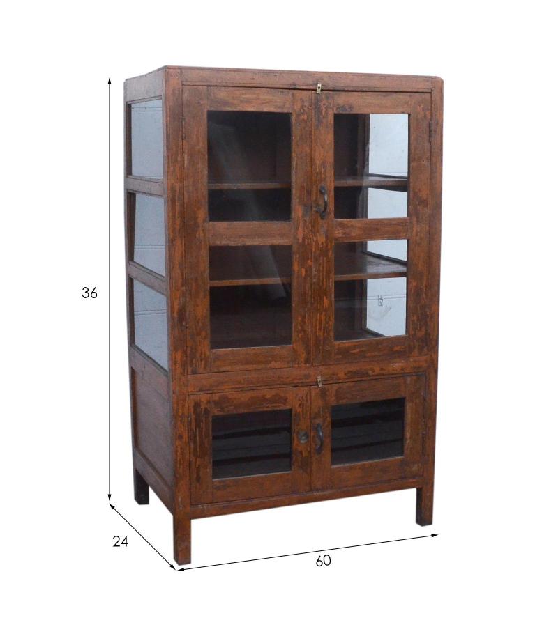 RECLAIMED TEAK & GLASS CABINET