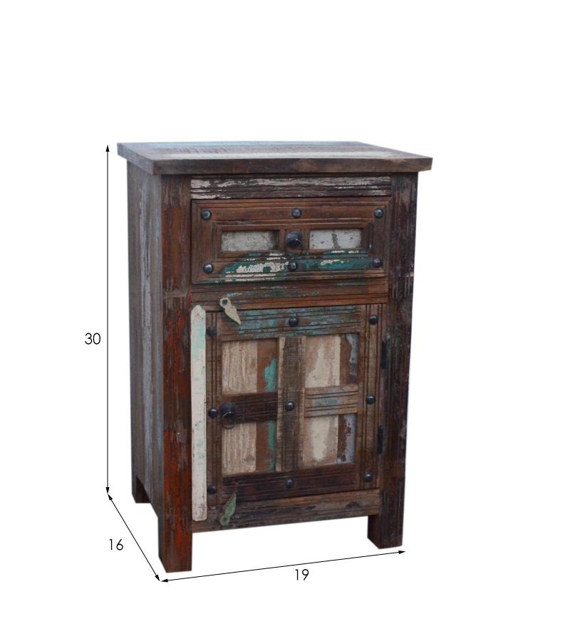 RECLAIMED WOOD 1 DRAWER END TABLE / NIGHTSTAND