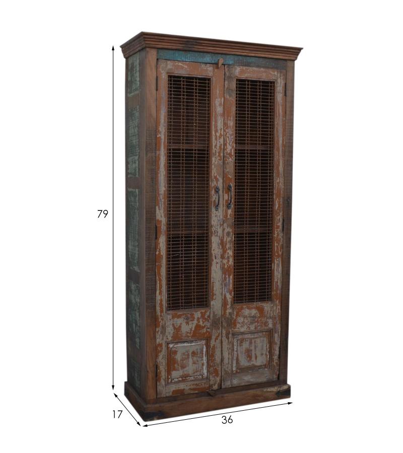 SOLID WOOD RECLAIMED TEAK SIDEBOARD CONSOLE W/MESH PANELS