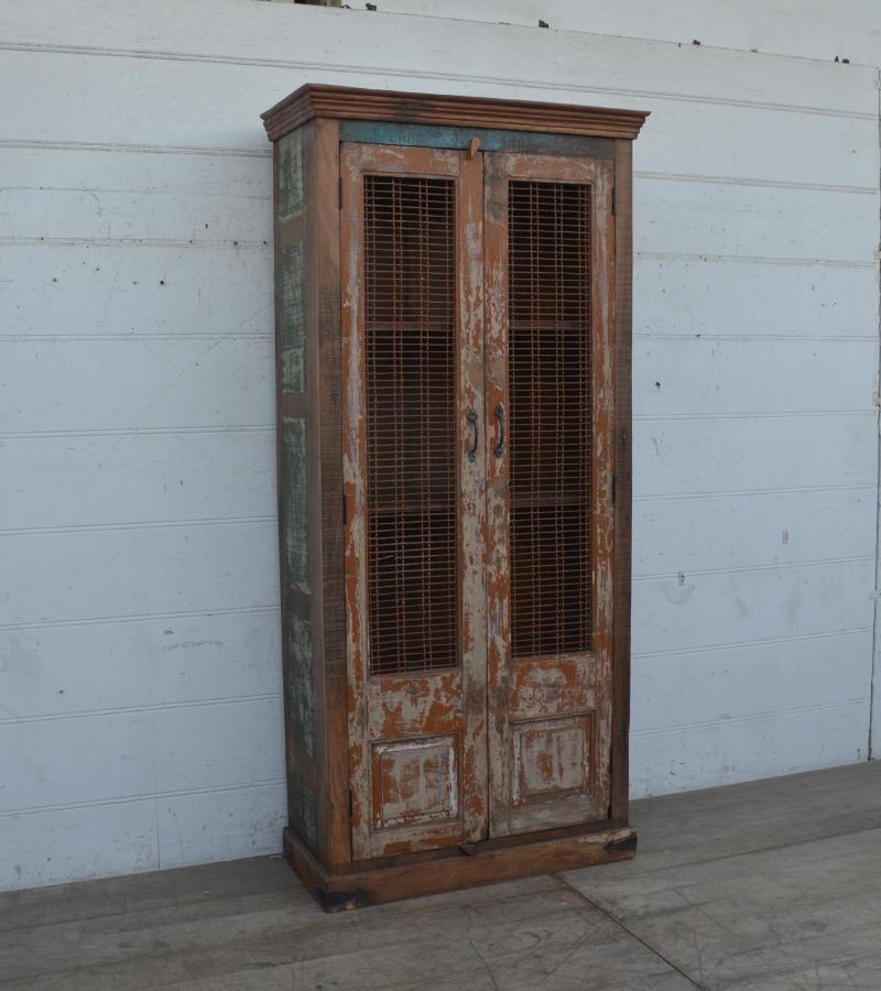 SOLID WOOD RECLAIMED TEAK SIDEBOARD CONSOLE W/MESH PANELS