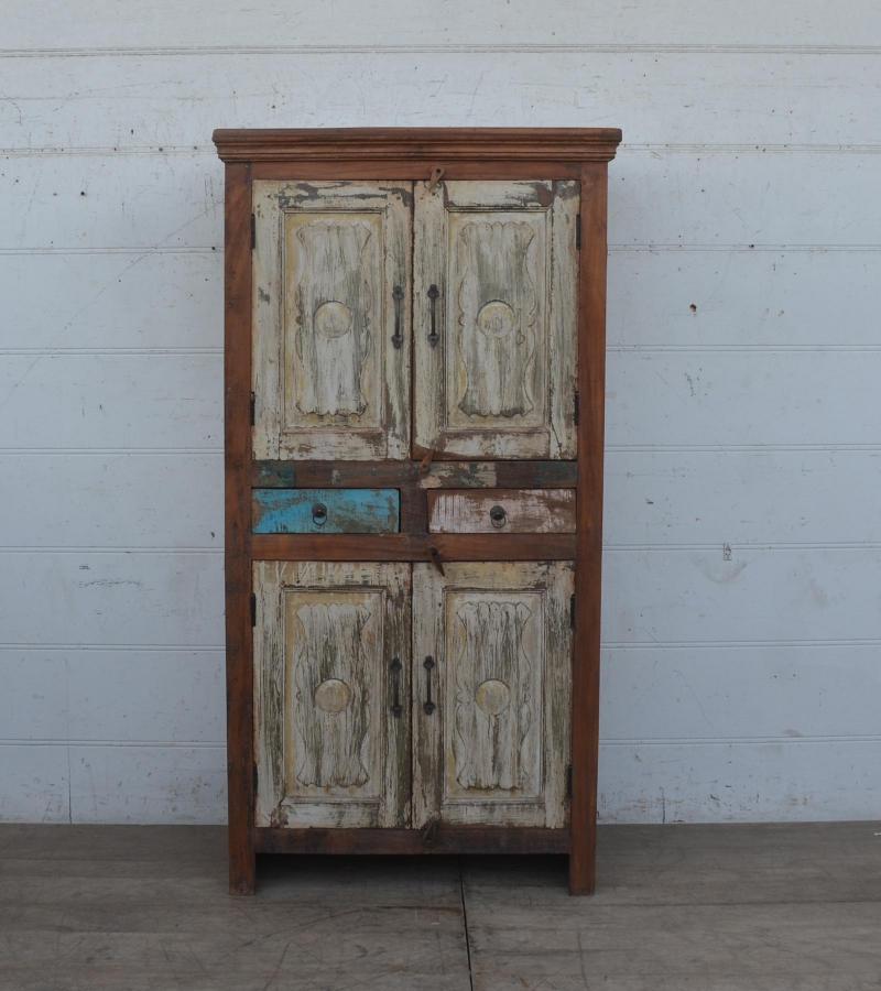 SOLID RECLAIMED TEAK WOOD 4 DOOR, 2 DRAWER CABINET
