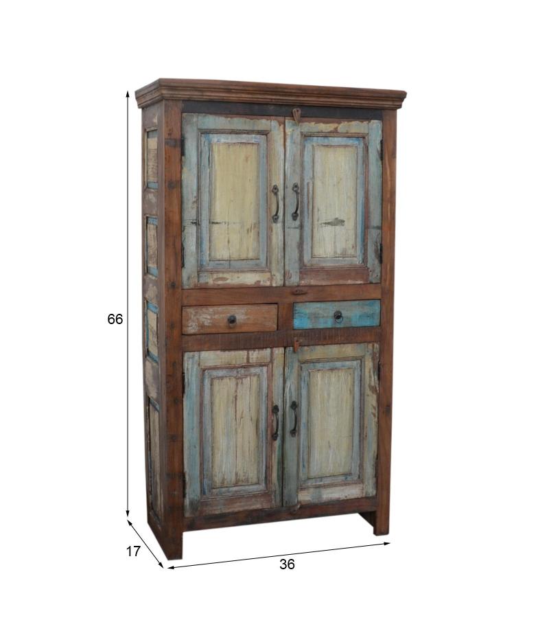 SOLID RECLAIMED TEAK WOOD 4 DOOR & 2 DRAWERS CABINET