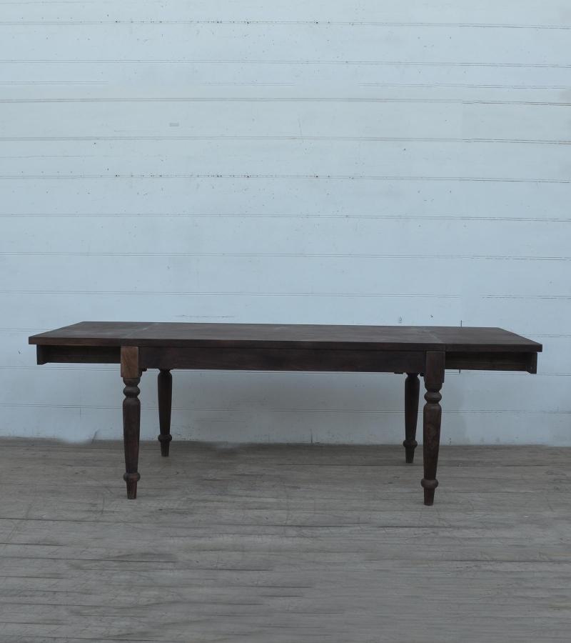 EXTENDABLE SOLID WOOD DINING TABLE W/ SELF-STORING EXTENSIONS