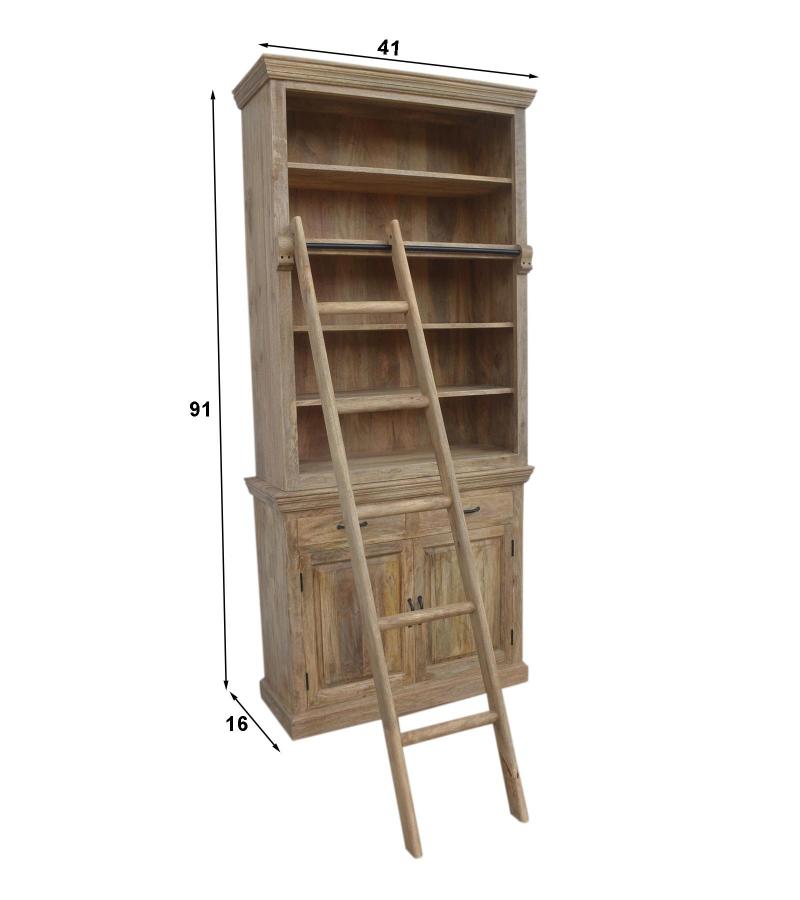 Wooden Book Case Almirah with Ladder 