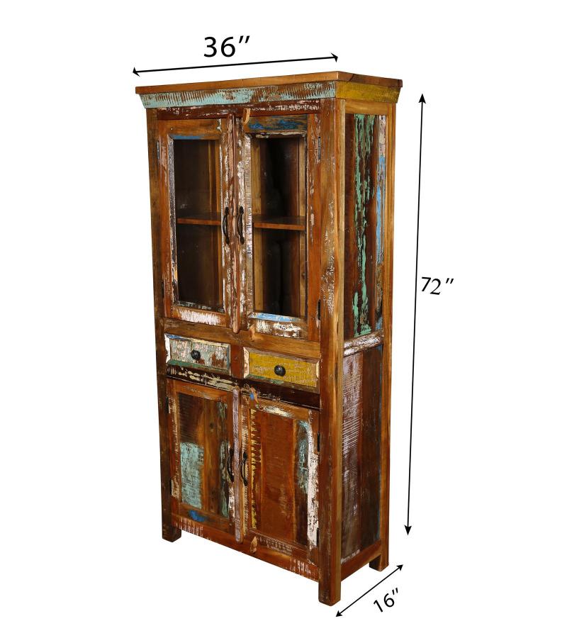 RECLAIMED TEAK WOOD & GLASS CABINET