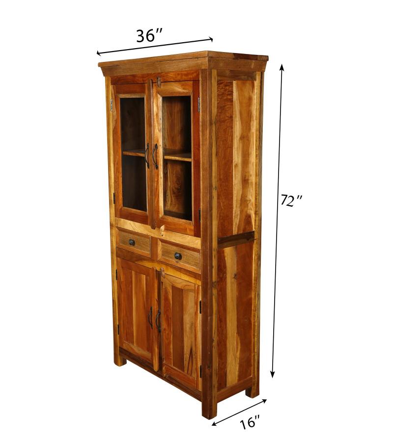 RECLAIMED TEAK WOOD & GLASS CABINET