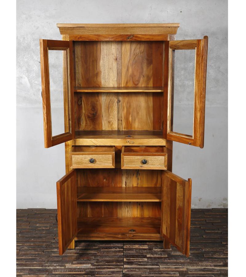 RECLAIMED TEAK WOOD & GLASS CABINET