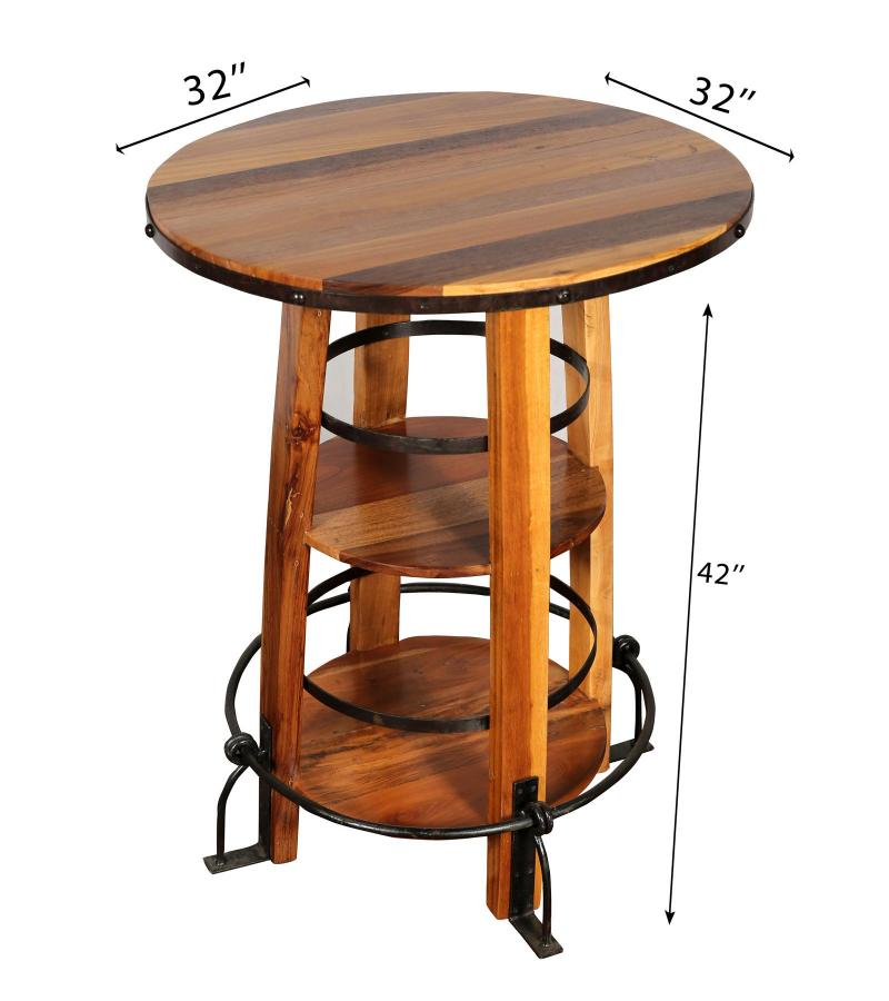ROUND SOLID RECLAIMED TEAK WOOD BAR TABLE