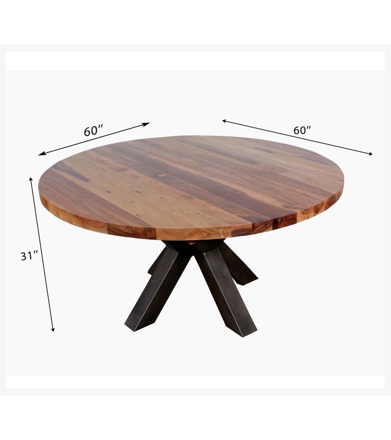 ROUND SOLID RECLAIMED TEAK WOOD DINING TABLE