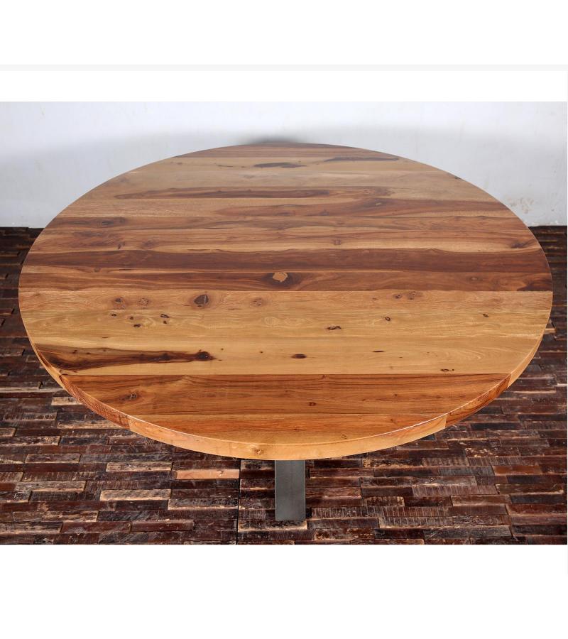 ROUND SOLID RECLAIMED TEAK WOOD DINING TABLE