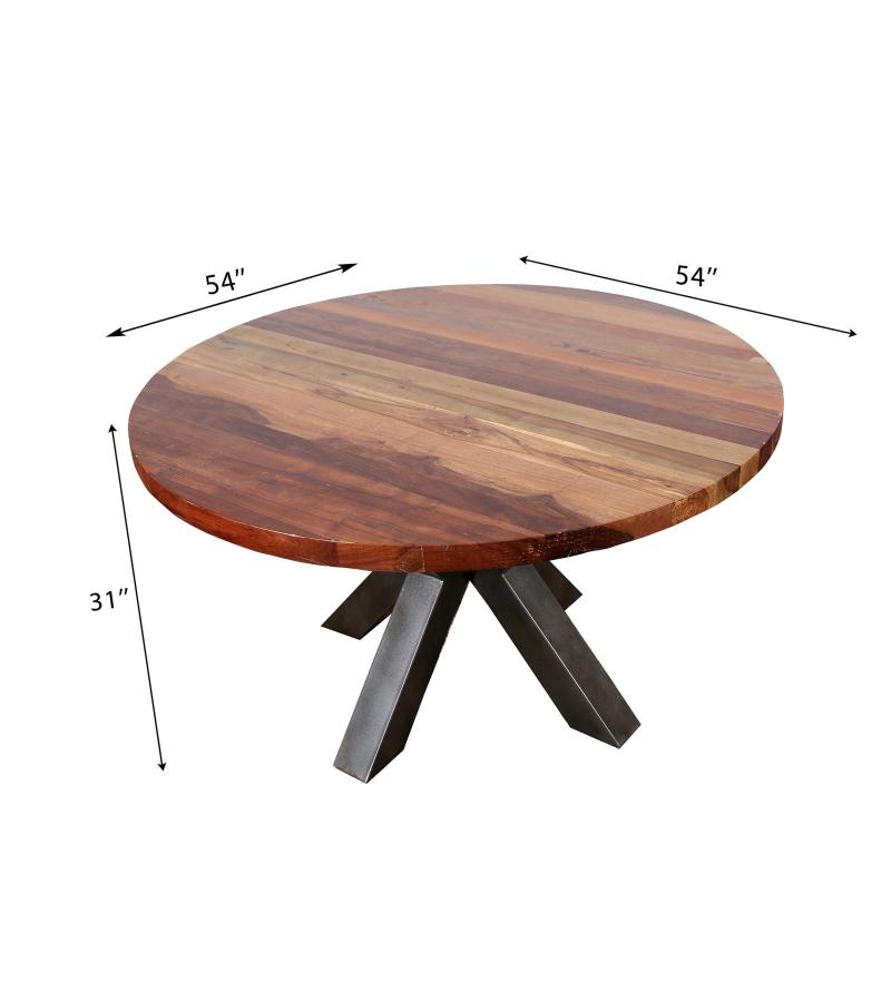 ROUND SOLID RECLAIMED TEAK WOOD DINING TABLE