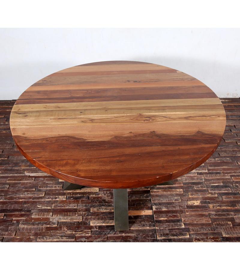 ROUND SOLID RECLAIMED TEAK WOOD DINING TABLE