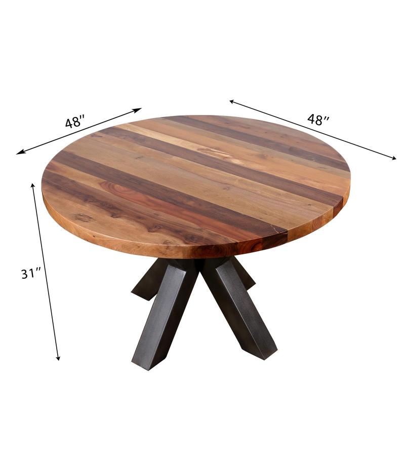 ROUND SOLID RECLAIMED TEAK WOOD DINING TABLE