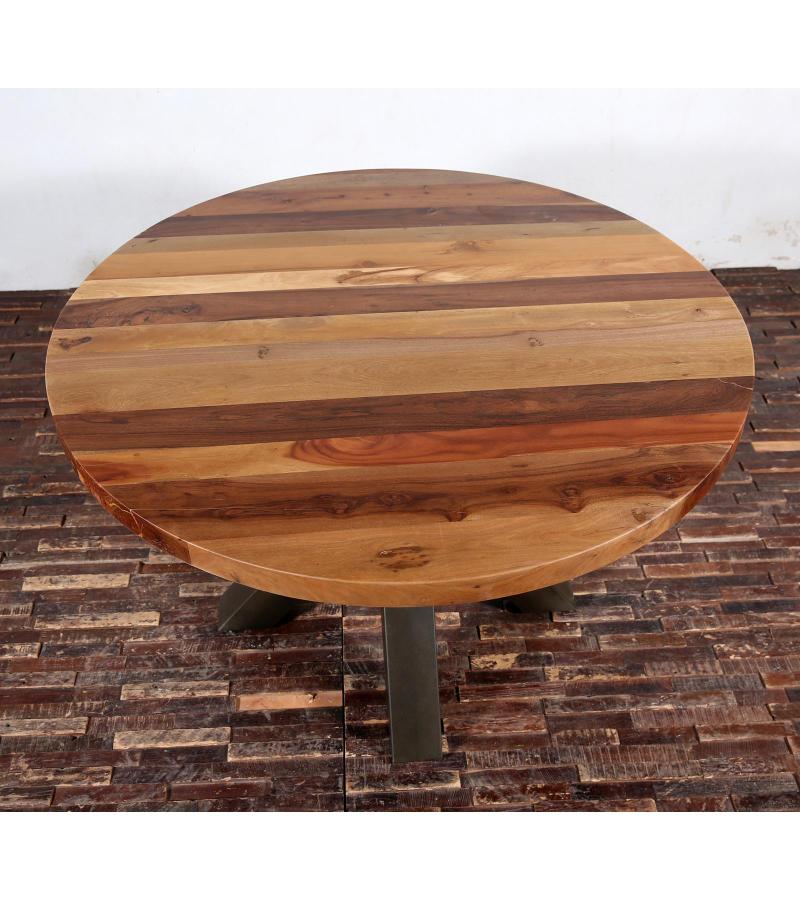 ROUND SOLID RECLAIMED TEAK WOOD DINING TABLE
