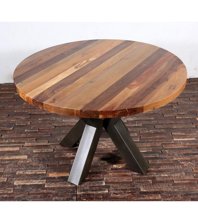 ROUND SOLID RECLAIMED TEAK WOOD DINING TABLE