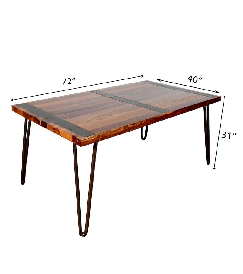 RECLAIMED SOLID TEAK WOOD TABLE W/ METAL TRIM