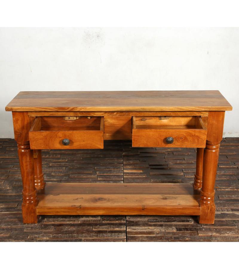 SOLID RECLAIMED TEAK WOOD 2 DRAWER CONSOLE TABLE
