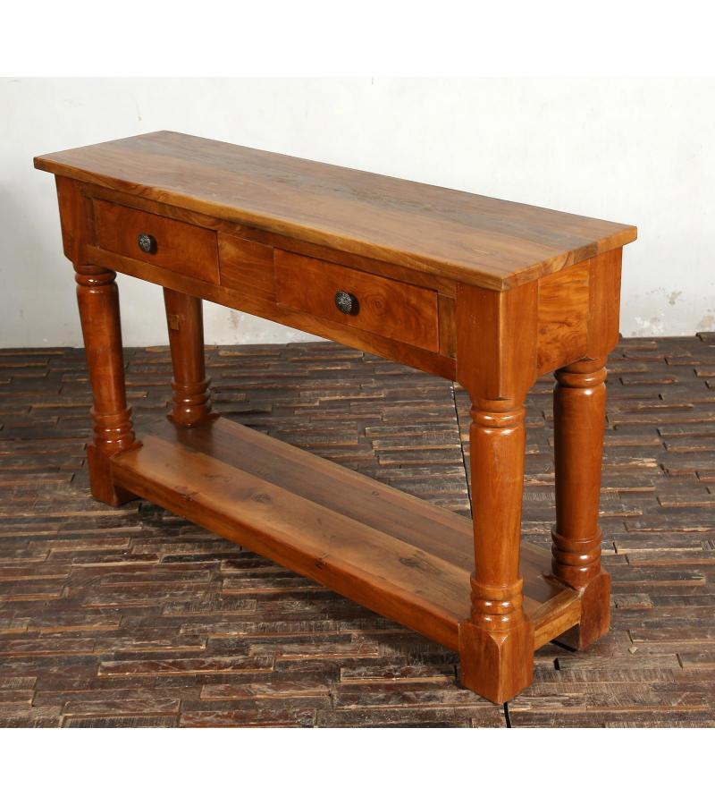SOLID RECLAIMED TEAK WOOD 2 DRAWER CONSOLE TABLE