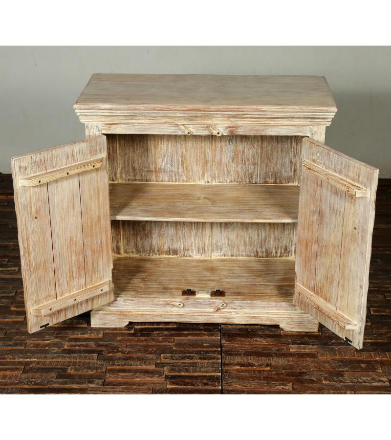 Rustic Carved Fish Wooden Accent Cabinet