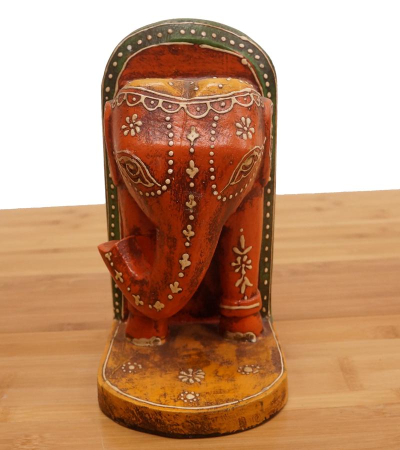Solid Wood Elephant Head Bookend