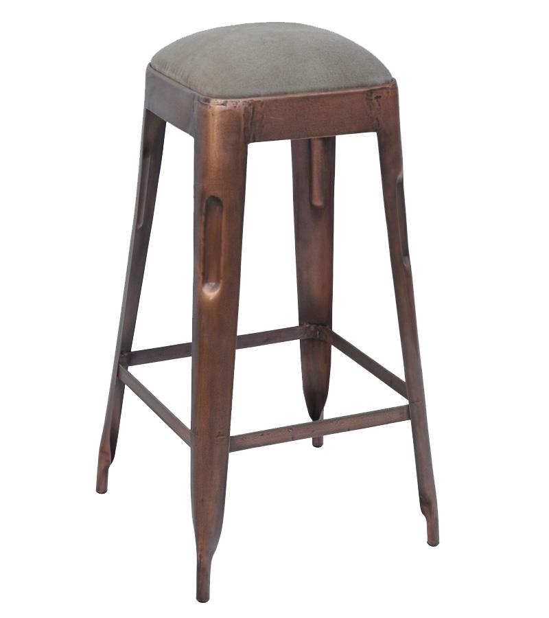 Upholstered Solid Iron Copper Stool