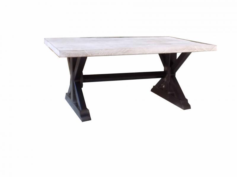 SOLID WOOD & IRON COFFEE TABLE