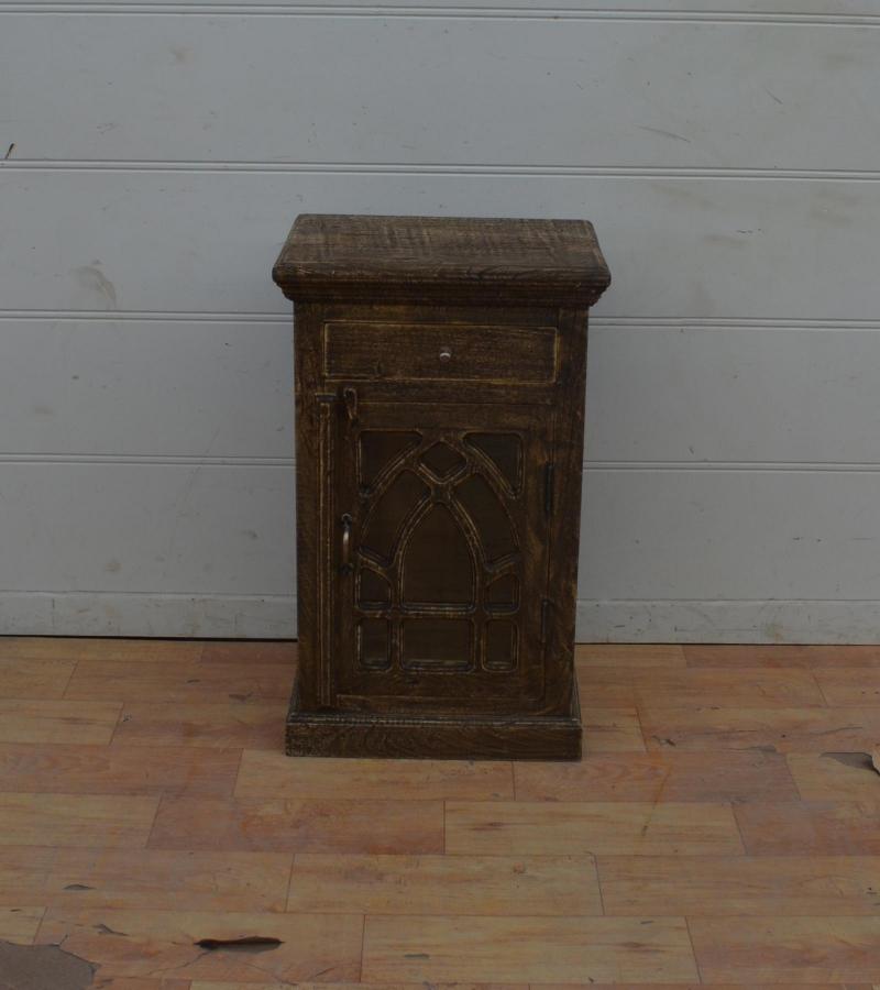 SOLID WOOD & GLASS NIGHTSTAND END TABLE