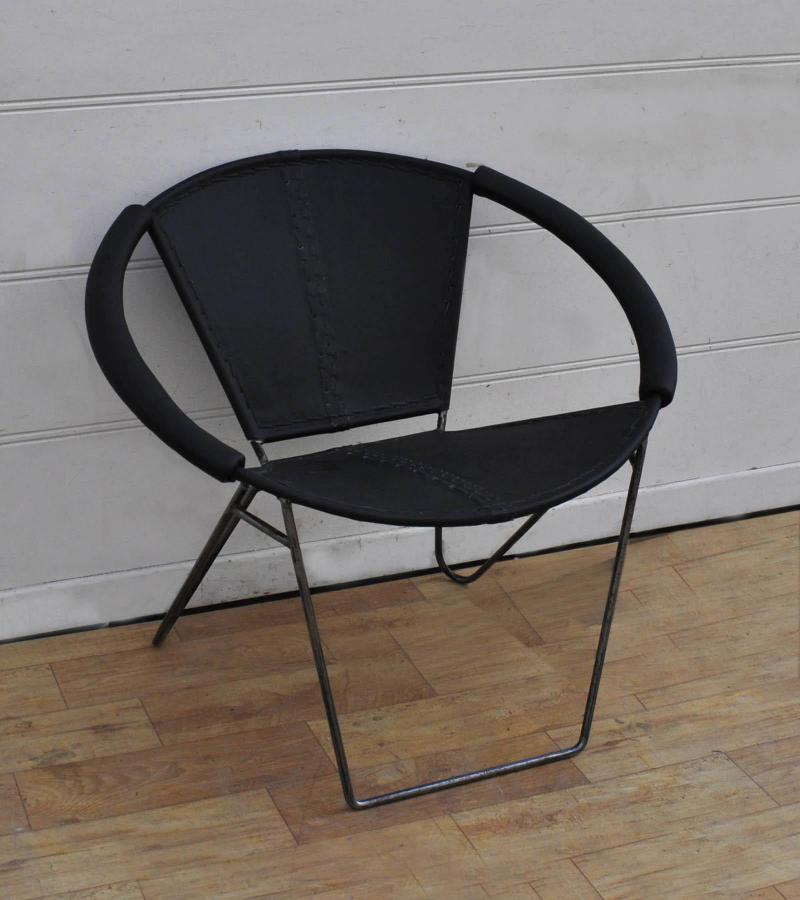 FULL HIDE LEATHER & IRON CHAIR