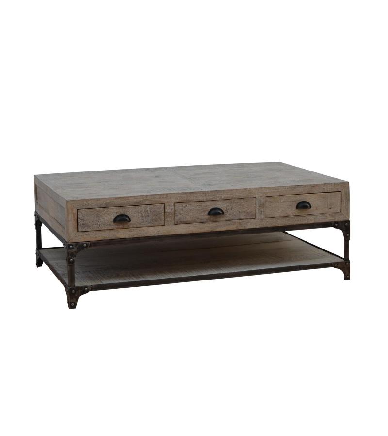 SOLID WOOD & IRON COFFEE TABLE
