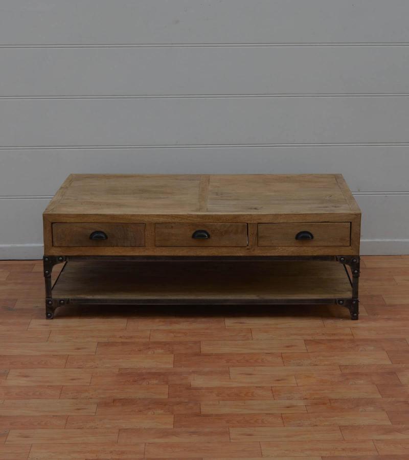 SOLID WOOD & IRON COFFEE TABLE