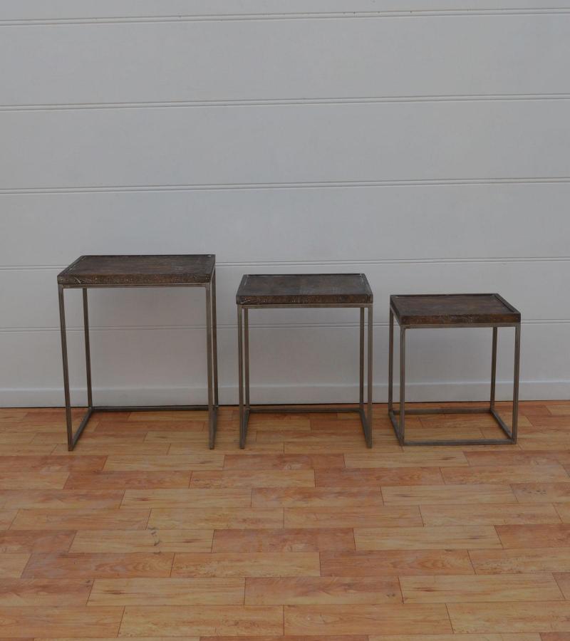 WDN+IRON STOOL SET OF 3