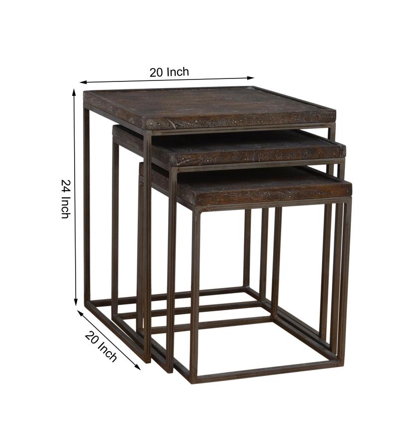 WDN+IRON STOOL SET OF 3